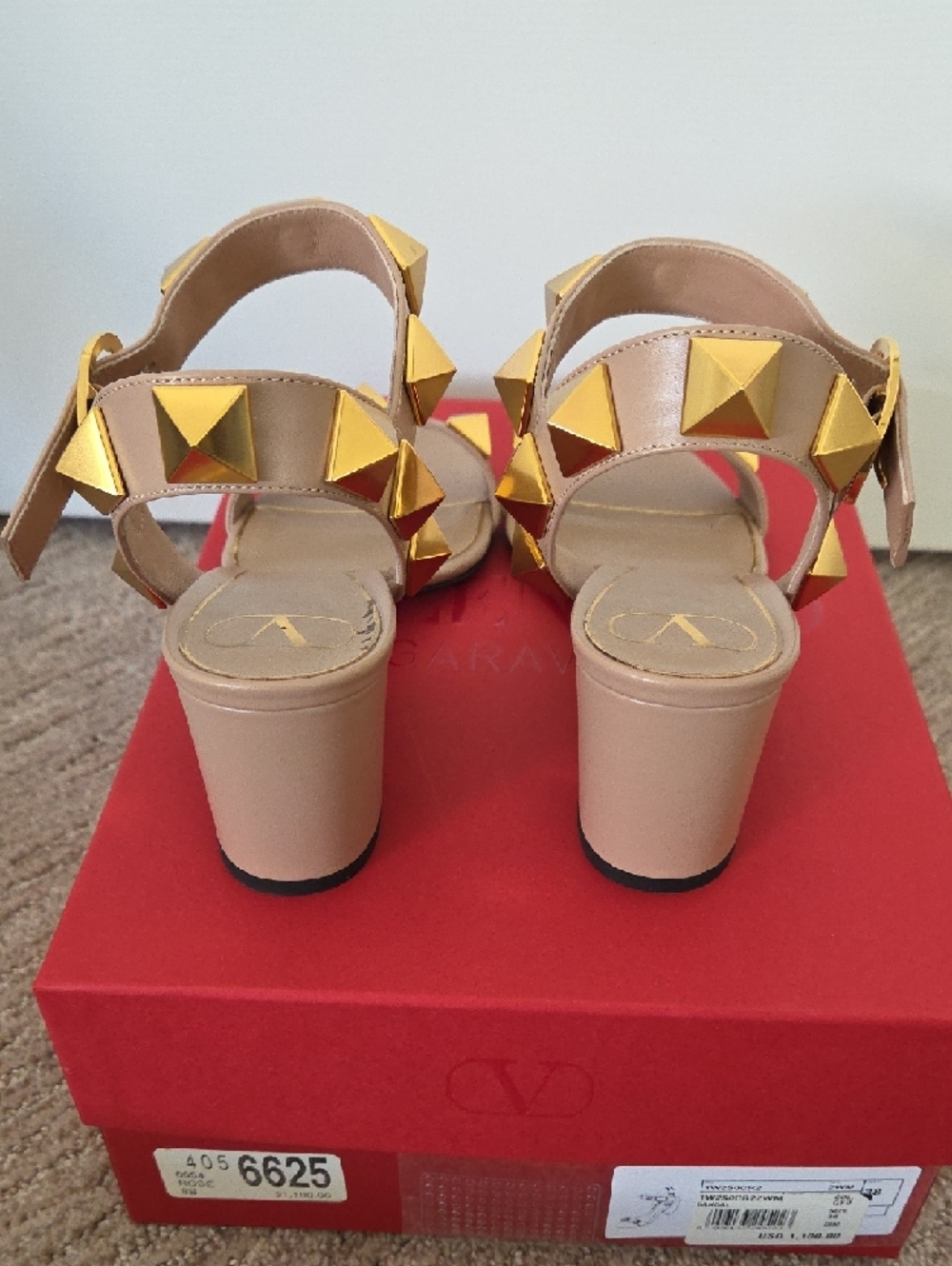 Valentino 60mm Roman Stud Sandal Rose - Picture 3 of 7